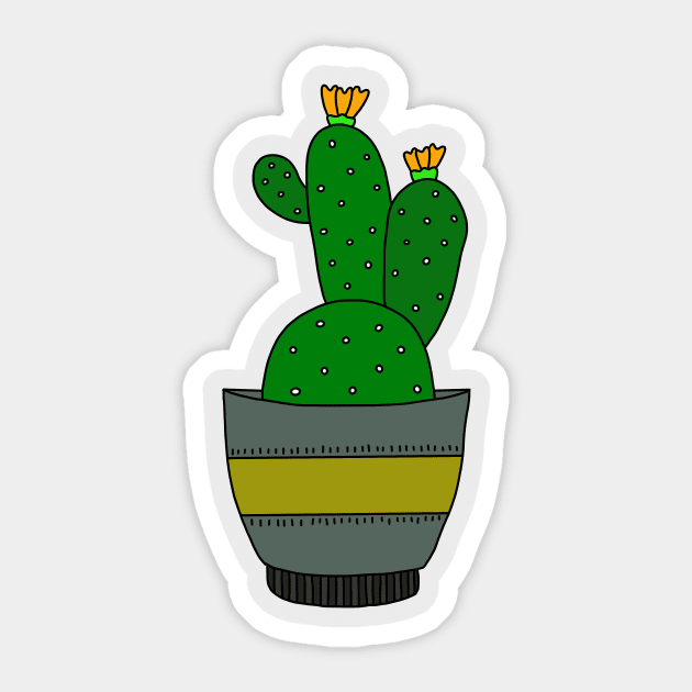 Cute Cactus Design #54: Green Cactus With White Dots Sticker by DreamCactus